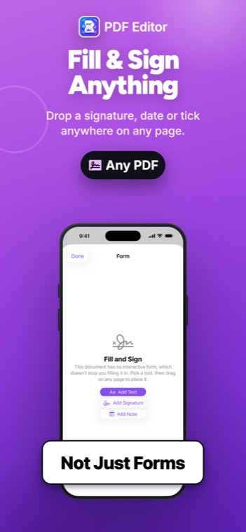 PDF Editor on iPhone: A signature and a date dropped straight onto an invoice